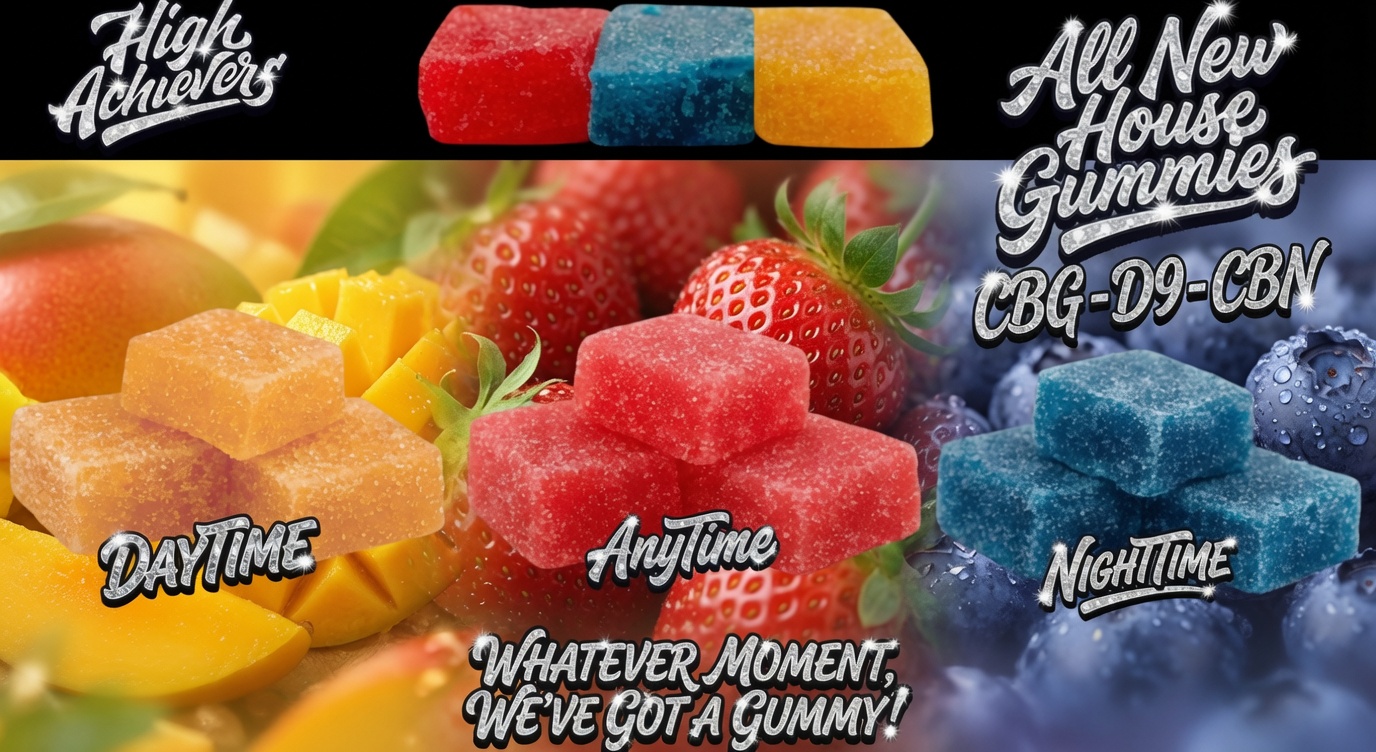All New House Gummies — CBG Daytime, D9 Anytime, CBN Nighttime